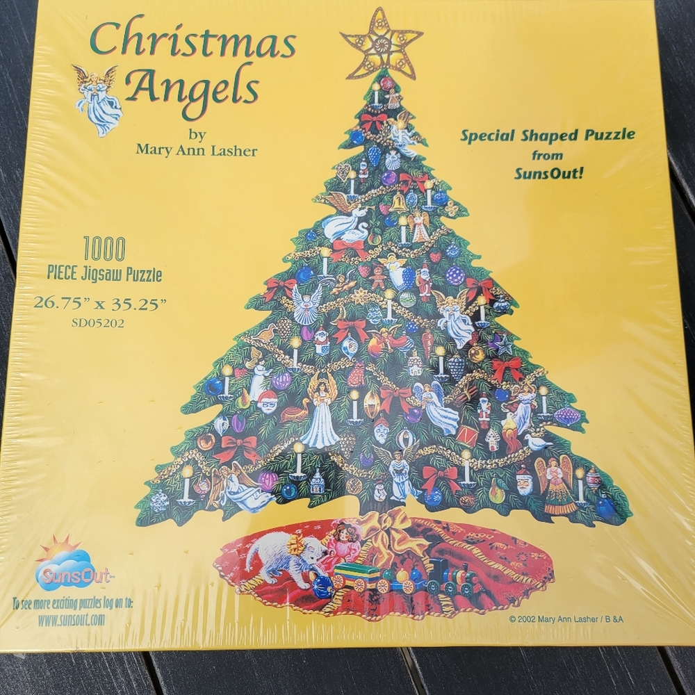 Christmas Angels Tree Shaped Jigsaw Puzzle (1000 pc) Mary Ann Lasher ~ New!